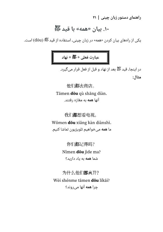کتاب راهنمای دستور زبان چینی HSK 1-3