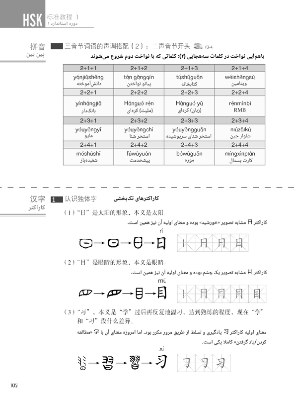 کتاب زبان چینی دوره استاندارد HSK 1 (ترجمه فارسی) (سیاه و سفید)