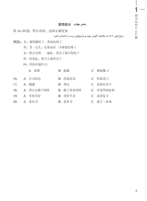 کتاب کار دوره استاندارد HSK 3 (ترجمه فارسی)