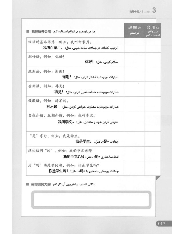 کتاب زبان چینی HSK 1 جدید (ترجمه فارسی) (سیاه و سفید)